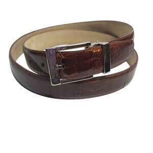 David Eden Made in Italy Timeless Classic  Genuine Ostrich Men's Brown Belt